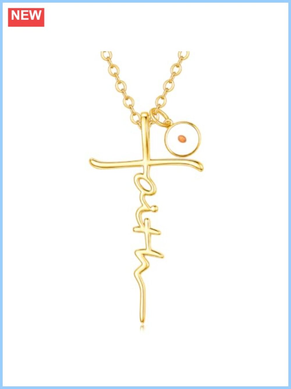 14K Gold Plated Mustard Seed Cross Necklace Faith Pendant